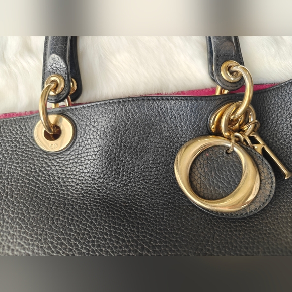 CHRISTIAN DIOR Diorissimo Leather Large Tote Bag Black Pebbled - Picture 10 of 10